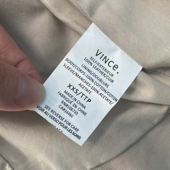 VINCE lamb leather nude moto iacket